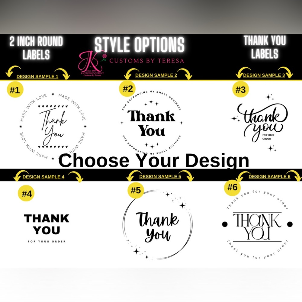 50 Blue Thank You Sticker Labels Per Order - Picture 5 of 9